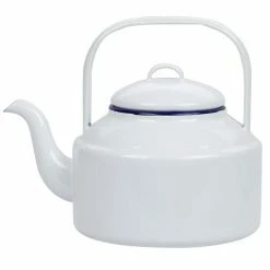 Falcon - Enamel Tea Kettle White & Blue 2L